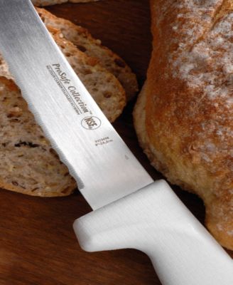 Ergonomic Stainless Steel Bread Knife, Curved Serrated, 9"