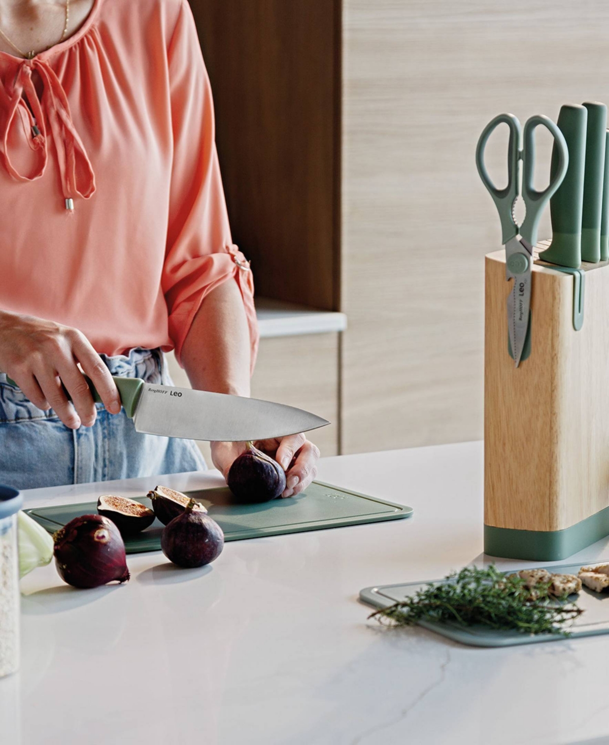 Berghoff Leo Forest 3-piece Advanced Knife Set In Green