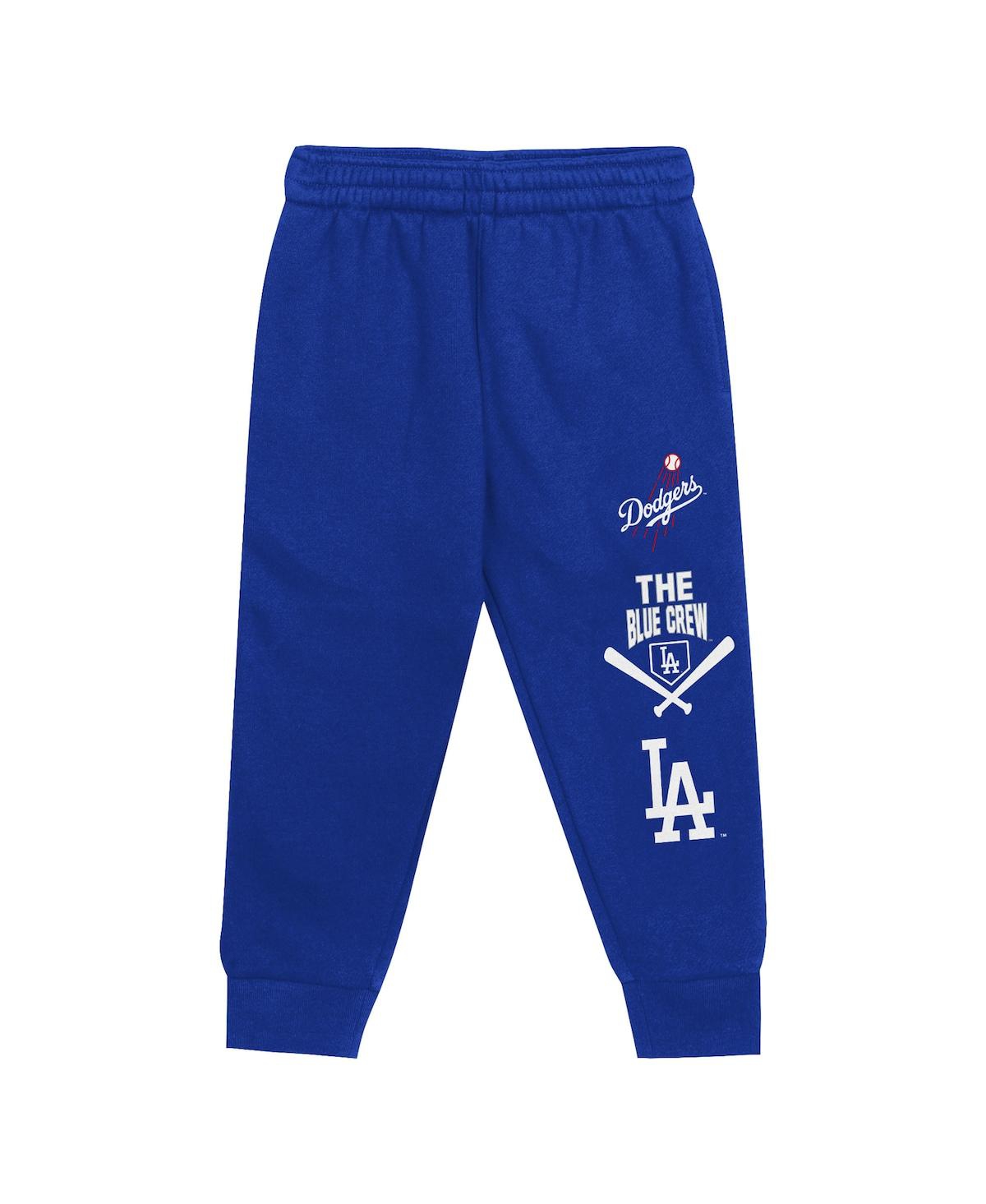 Outerstuff Toddler 2-piece White/royal Los Angeles Dodgers Wind Up Pullover Hoodie And Sweatpants Set In White,royal