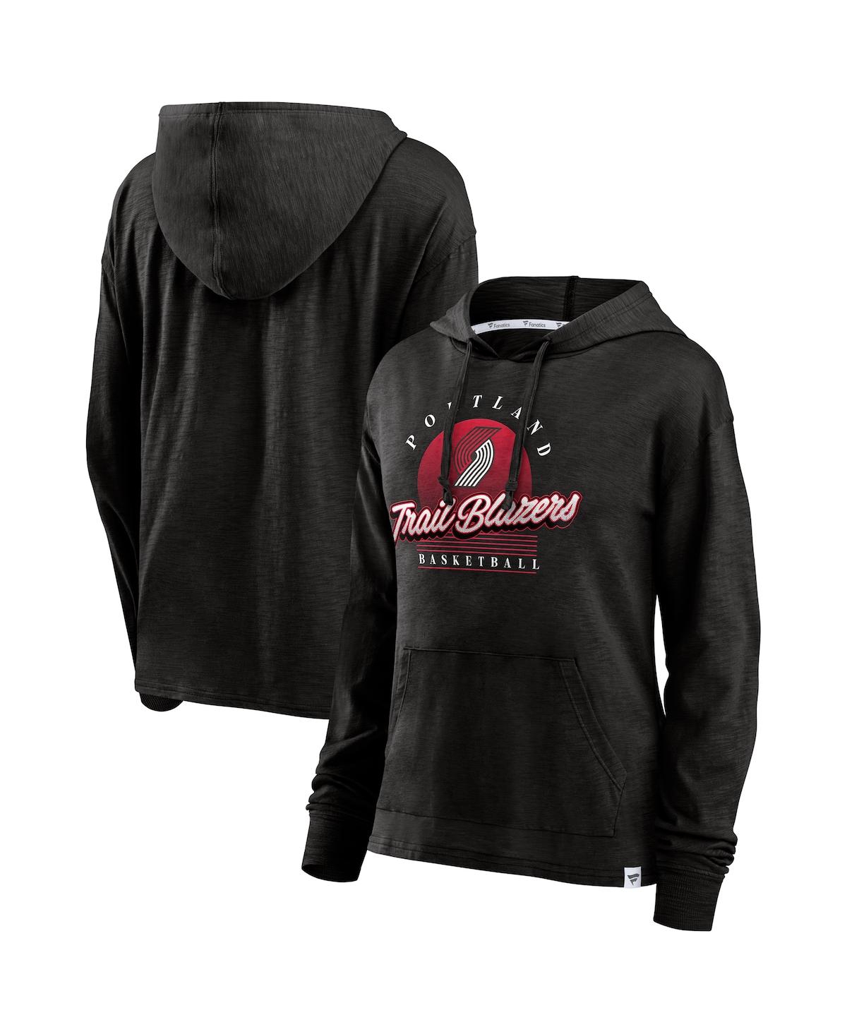Women's Black Portland Trail Blazers Full Steam Slub Hoodie T-Shirt - Black