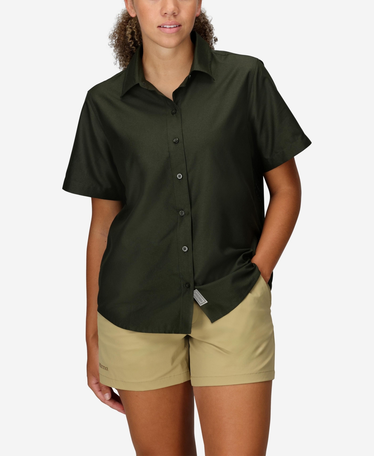 Women's Air Exchange Short Sleeve Camp Collar Shirt - Rosin Gree