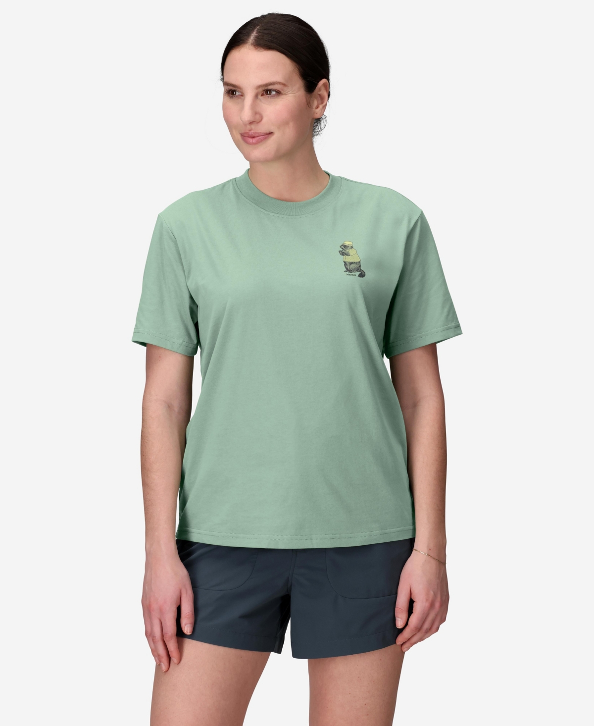 Women's Sunny Marty Ss Rib Collar T-Shirts - Agate Gree