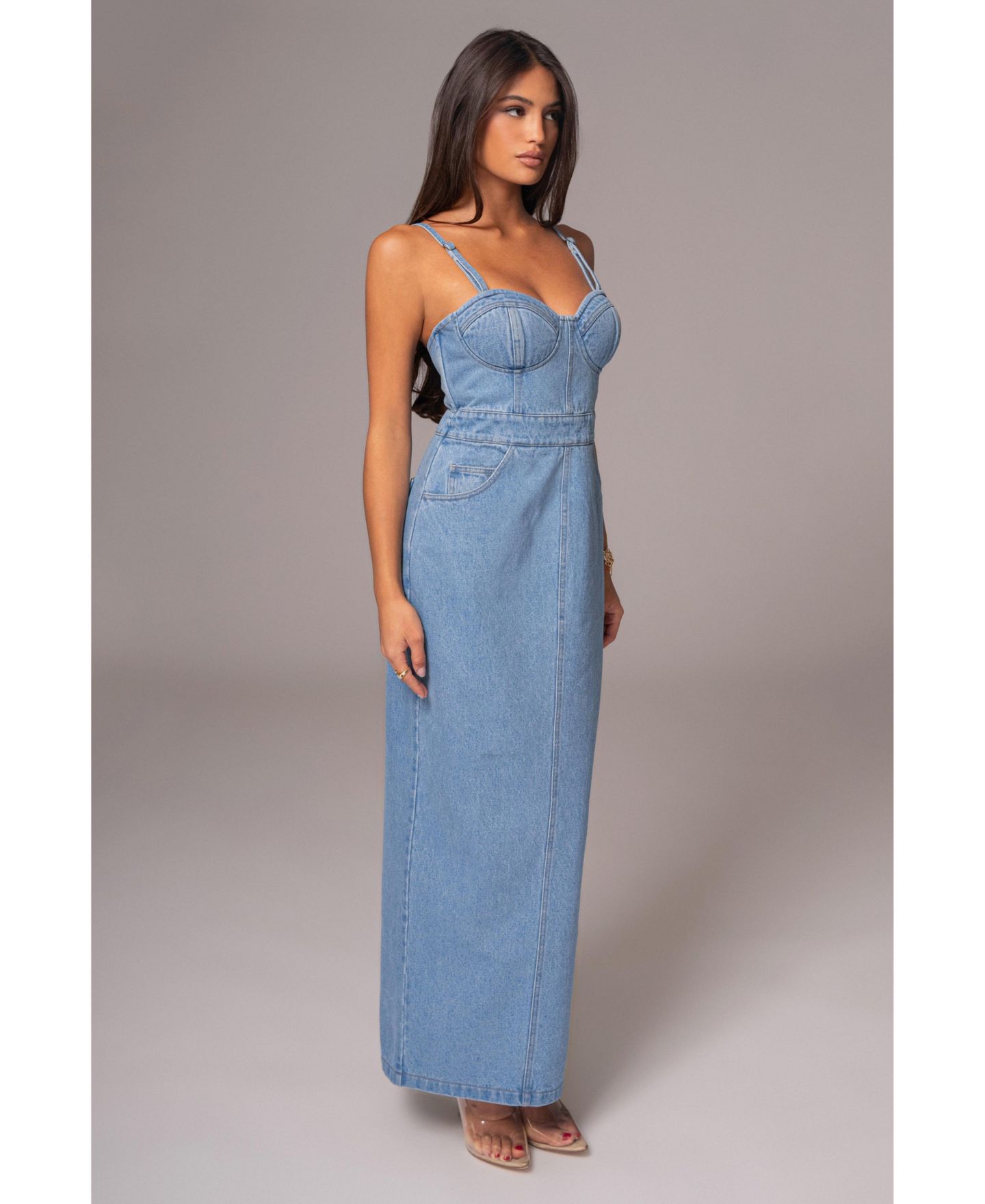 Женское платье JLUXLABEL Mara Denim Bustier, цвет: Средняя варка — фото 2