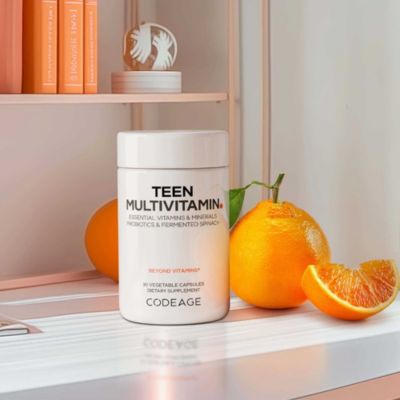 Teen Multivitamin - Vitamins A, C, D3, B6, B12, Folate, Zinc, Magnesium, Iron, Probiotics, Fermented Spinach - Multivitamins for Teenage Boys and Girls - Non-GMO, Gluten-Free - 30 Capsules