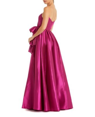 Women's Strapless Taffeta Gown With Ruffle Detail