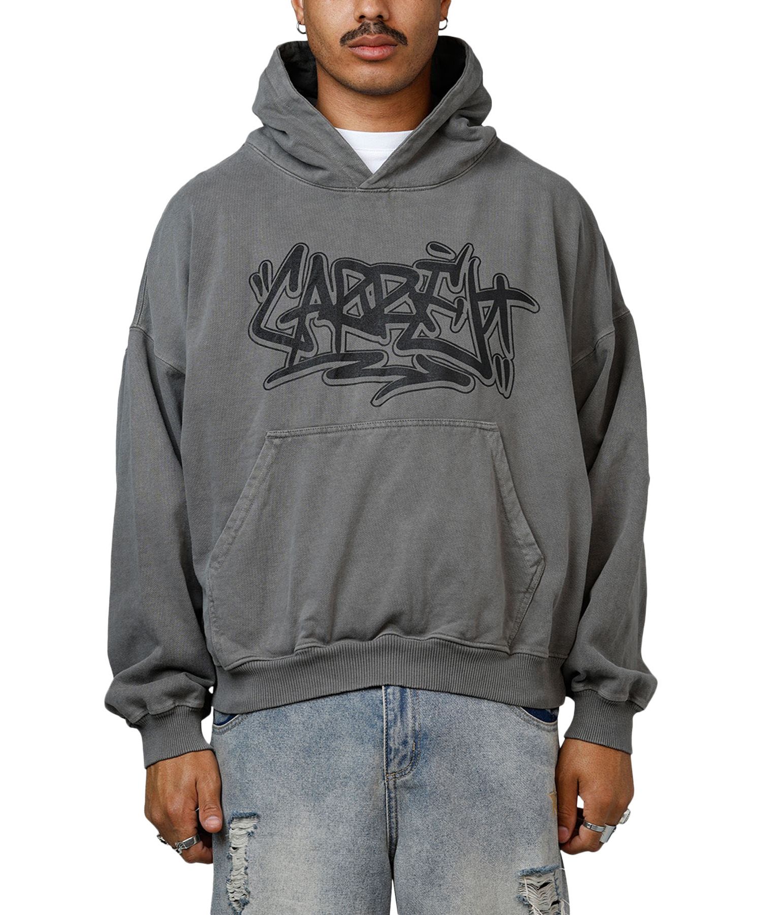 Men's Tagged Hoodie Sweatshirt - Washed Charcoal M
