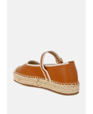 Ostac Genuine Leather Mary Jane Espradrilles