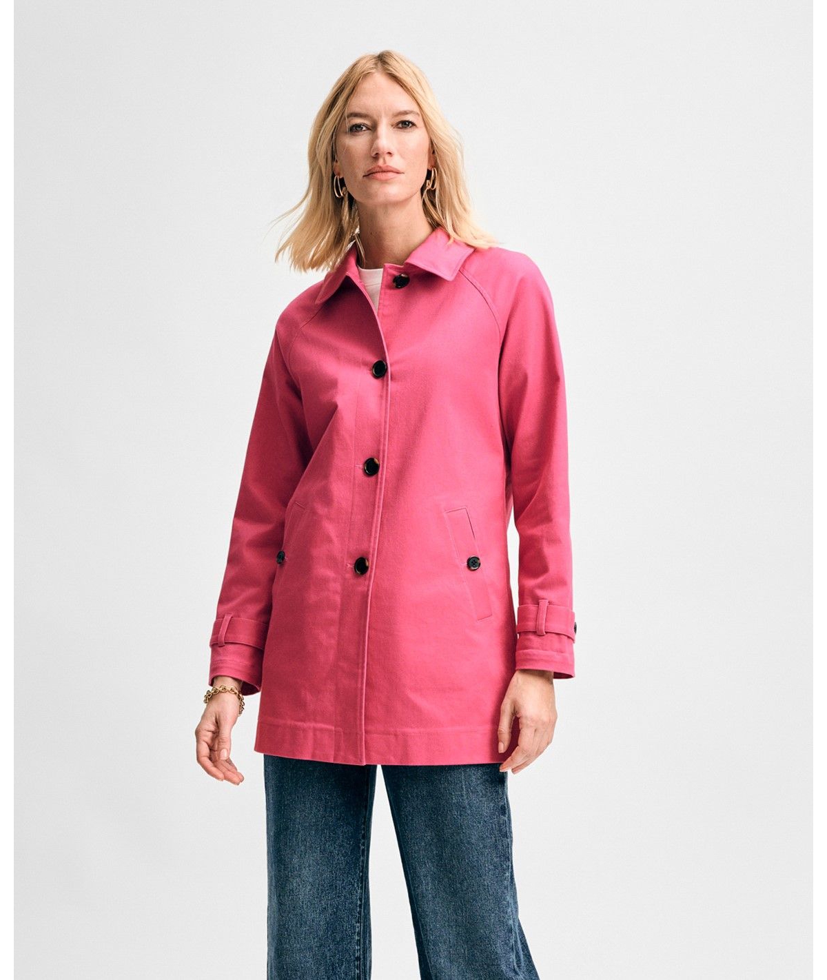 Women's Mid-Length Twill Jacket - Pink