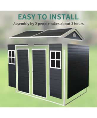 Streamdale 8x4ft Resin Garden Shed, Outdoor storage for tools, bikes, trash, Lockable door, Black