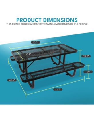 Streamdale 6 ft, Rectangular Outdoor Steel Picnic Table with umbrella pole in Black