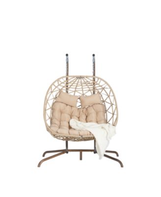 Streamdale Double Egg Chair, Indoor/Outdoor Wicker Swing, UV Cushions, 600 lbs