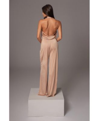 Women's Slinky Halter Belted Jumpsuit