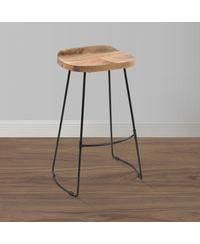 Industrial Barstool – Backless Mango Wood Seat with Metal Frame