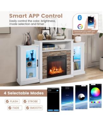 Fireplace TV Stand with 16-Color Led Lights for TVs up to 65 Inch