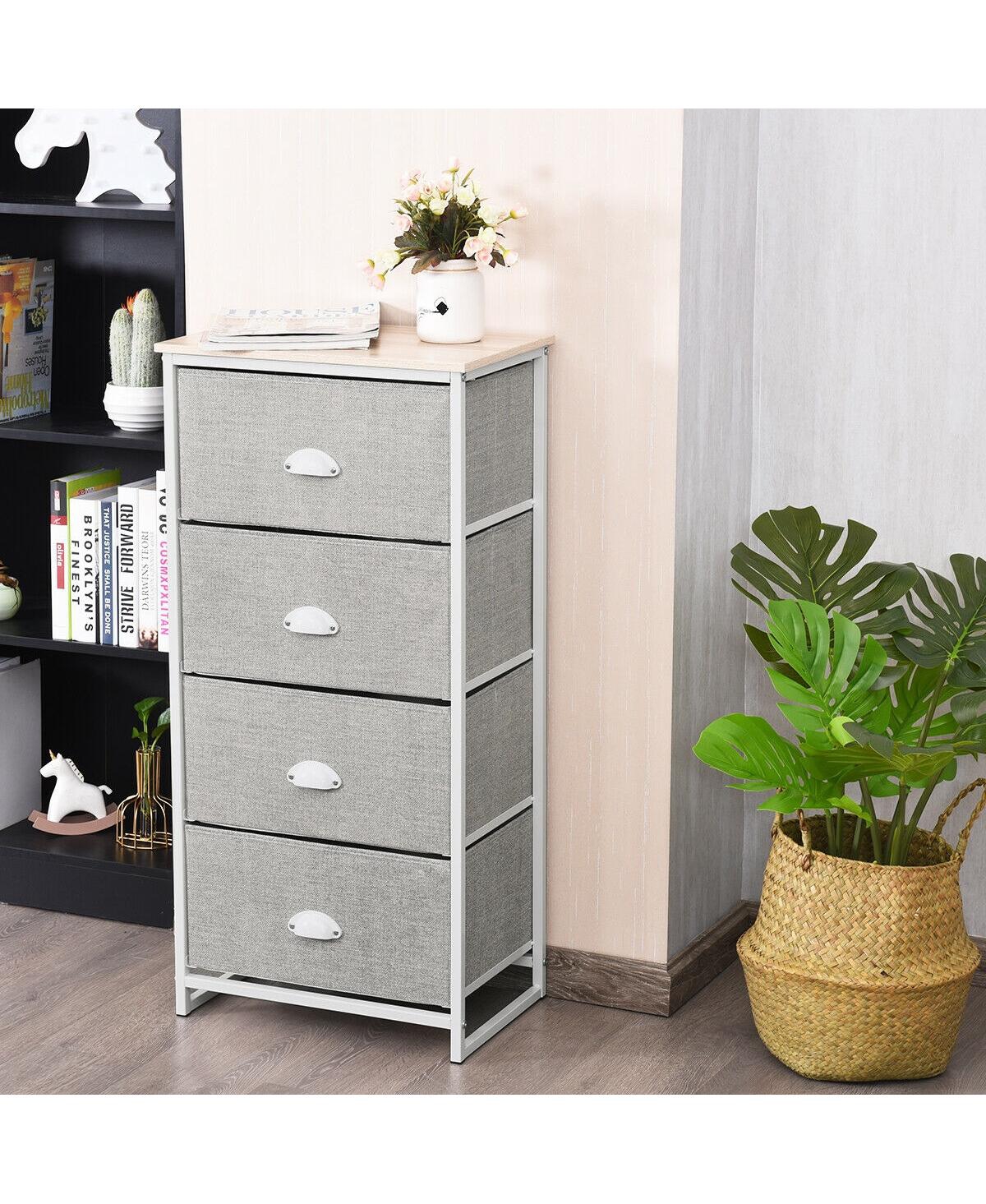 Chest Storage Tower Side Table Display Storage with 4 Drawers