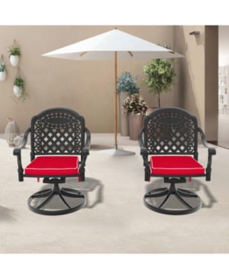 Streamdale 2 Cast Aluminum Swivel Patio Chairs, Black Frame, Random Color Cushions