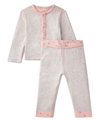 Baby Girls 2 Piece Reversible "Sweet Cherry" Pointelle Snap-Up Top and Pants Set