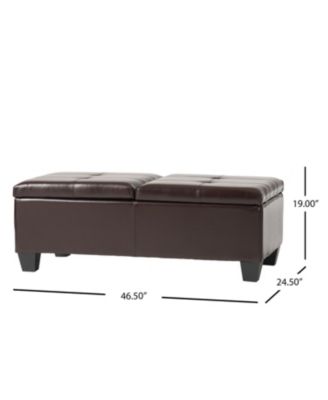 Streamdale Tufted Leather Storage Ottoman - Dual Opening Tray Top