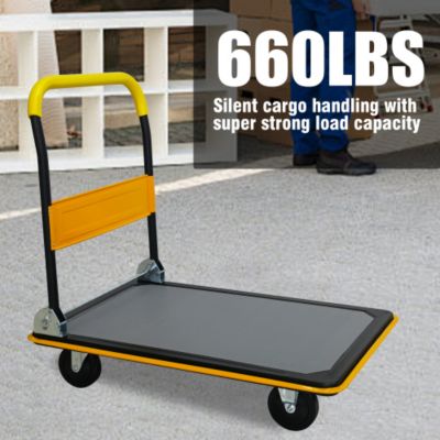 Platform Truck Hand Truck Large Size Foldable Dolly Cart for Moving Easy Storage and 360 Degree Swivel Wheels 660lbs Weight Capacity