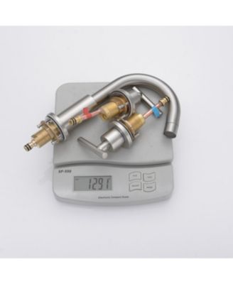 8 in. Widespread 2-Handle Mid-Arc Bathroom Faucet with Valve and cUPC Water Supply Lines in Brushed Gold