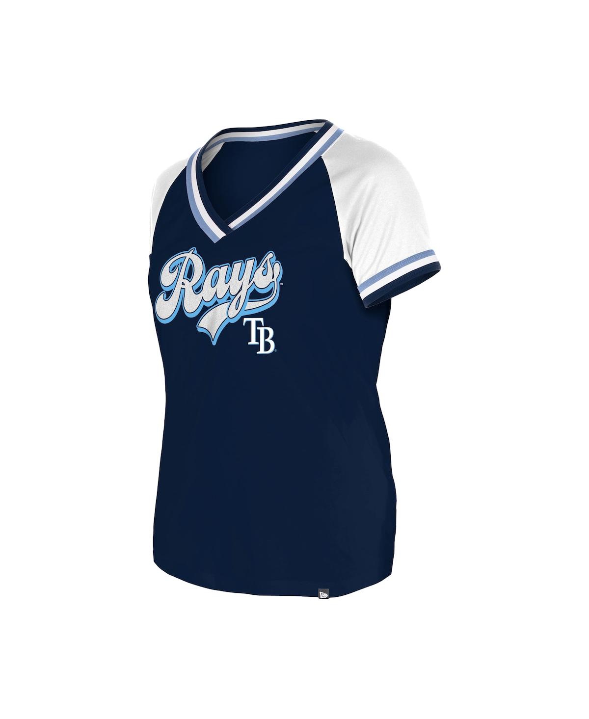 Shop New Era Women's Navy Tampa Bay Rays Gameday Raglan V-neck T-shirt