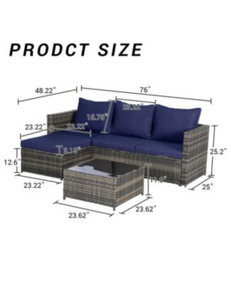 Streamdale 2-Piece Wicker Patio Set, L-Shaped, Ottoman, Lounger Table