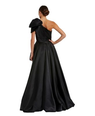 Women's Satin One Shoulder Bow Gown