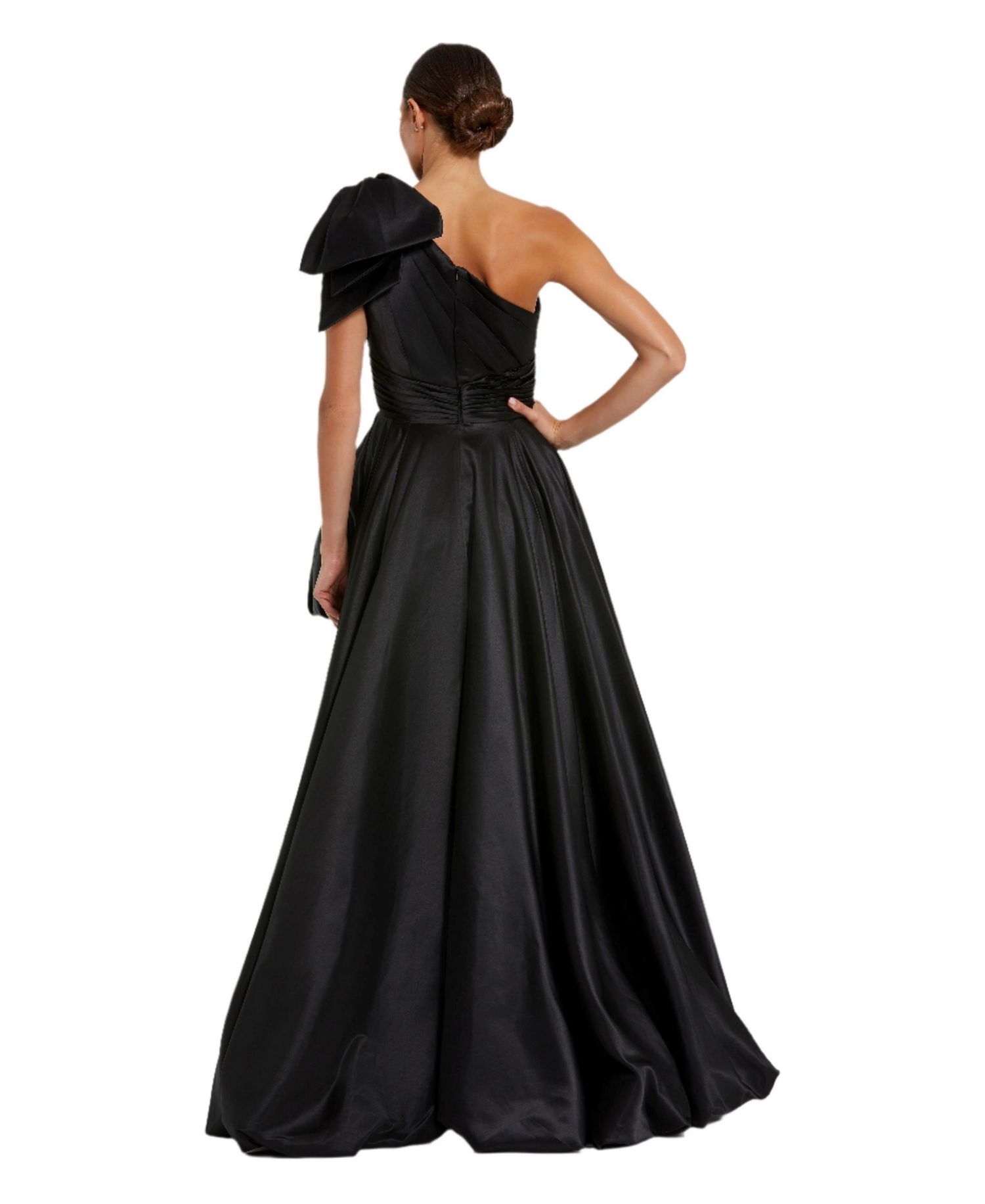 Women's Satin One Shoulder Bow Gown