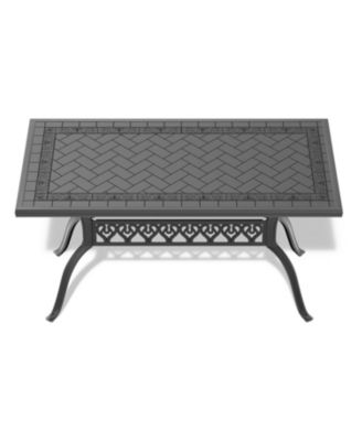 Streamdale 7-Piece Cast Aluminum Dining Set, 2 Swivel, 4 Chairs, Rectangular Table, Black Frame