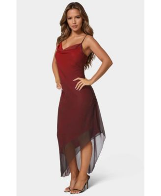Women's Ombre Chiffon Cowl Dress