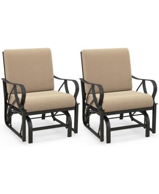 2PCS Patio Rocking Chair with Cushion Heavy-Duty Metal Frame Smooth