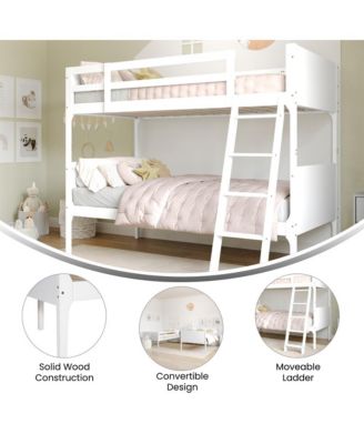 Samuel Kids Bunk Bed With Convertible, Solid Wood Slatted Frame And Easy-To-Climb Ladder With No Box Spring Required