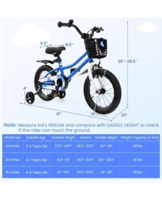 14 Inch Kids Bike with 2 Training Wheels for 3-5 Years Old