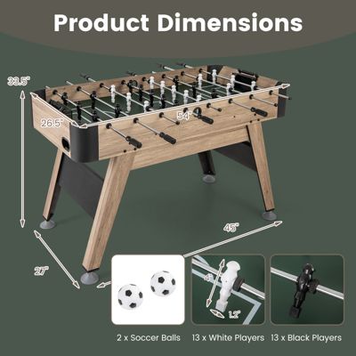 Full Size Foosball Table Game Set with Large Playfield Smooth Rod Control and Adjustable Legs