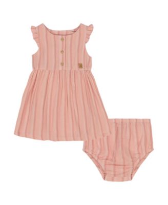 Baby Girls 2-Piece Striped Gauze Dress and Bloomers Set
