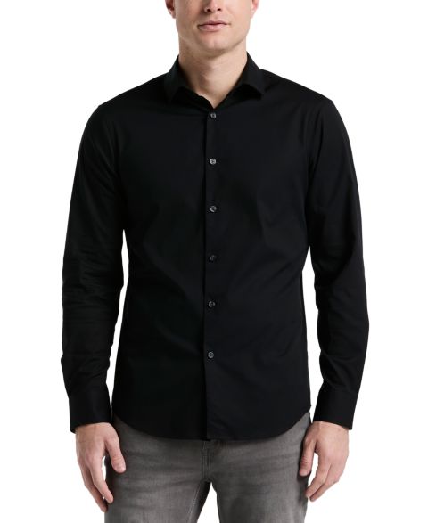 Мужская рубашка Perry Ellis Slim-Fit Long-Sleeve Button-Front Dobby Cotton, цвет: Чёрный