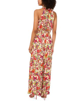 Women's Halter Smocked-Waist Jumpsuit
