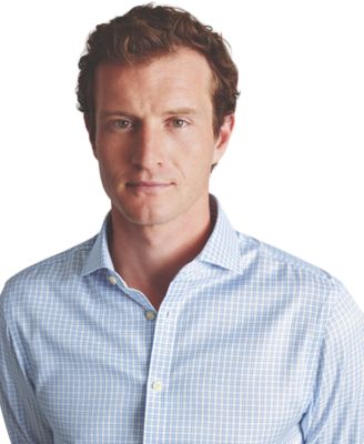 Men's Slim-Fit Non-Iron Check Twill Dress Shirt