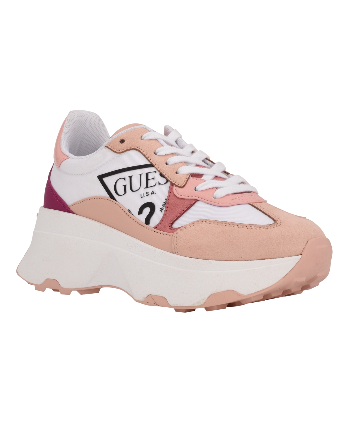 Guess Women's Calebb Chunky Platform Fashion Sneakers In Pink,white