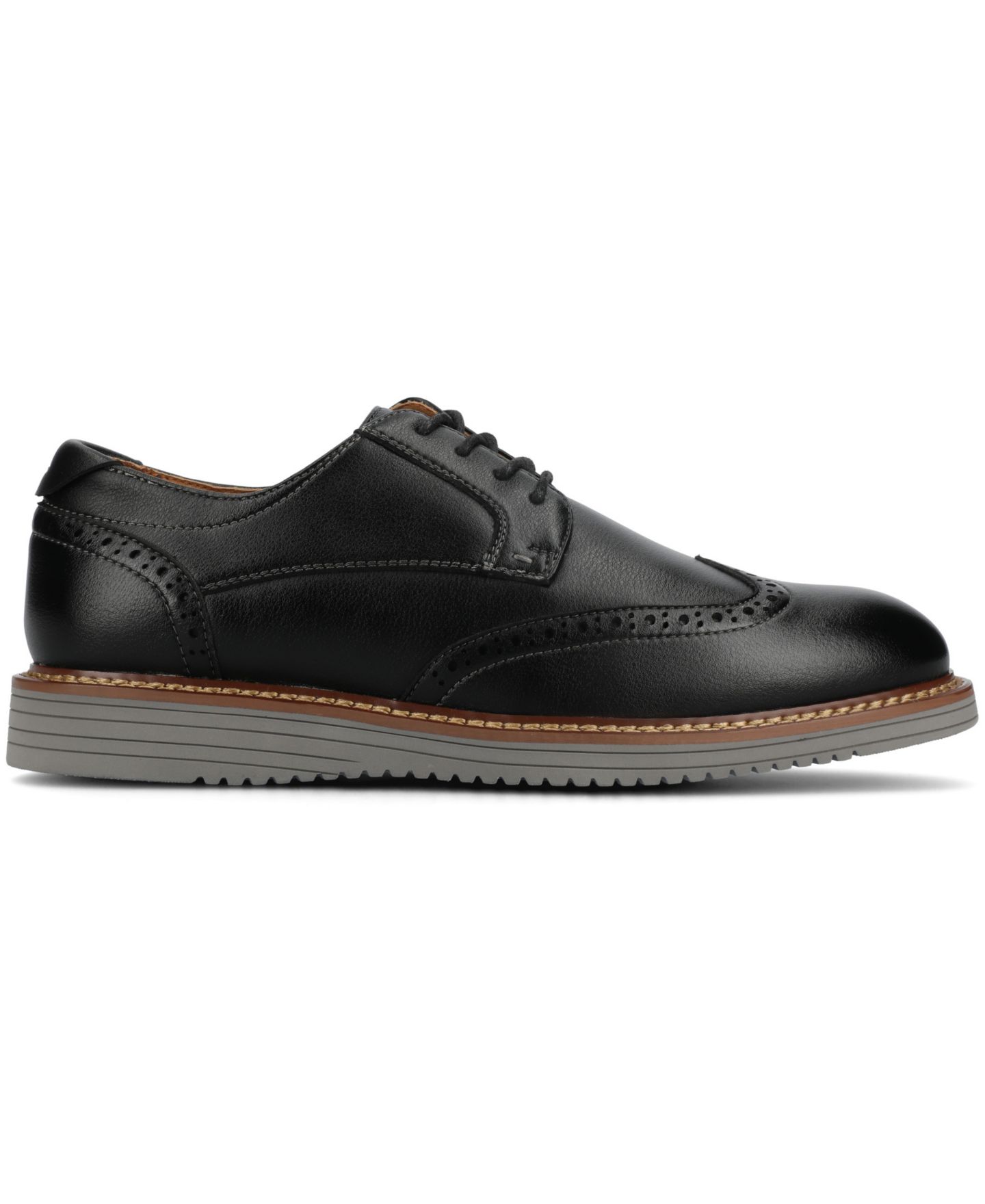 Мужские туфли Vance Co. Lorenzo Comfort Wingtip Dress Shoe, цвет: Чёрный — фото 2