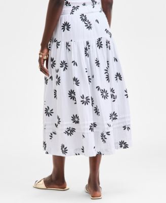 Women's Cotton Gauze Tiered Midi Skirt, Exclusively at Macy's