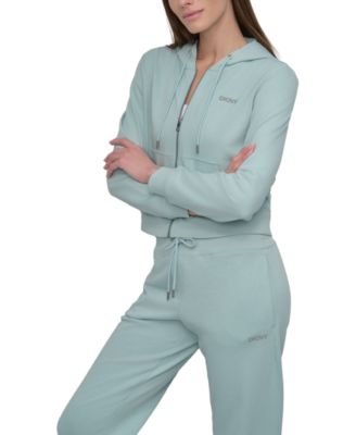 Women's Cotton-Blend Stud-Logo Full Zip Hoodie
