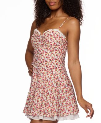 Juniors' Floral-Print Ruffled Mini Dress