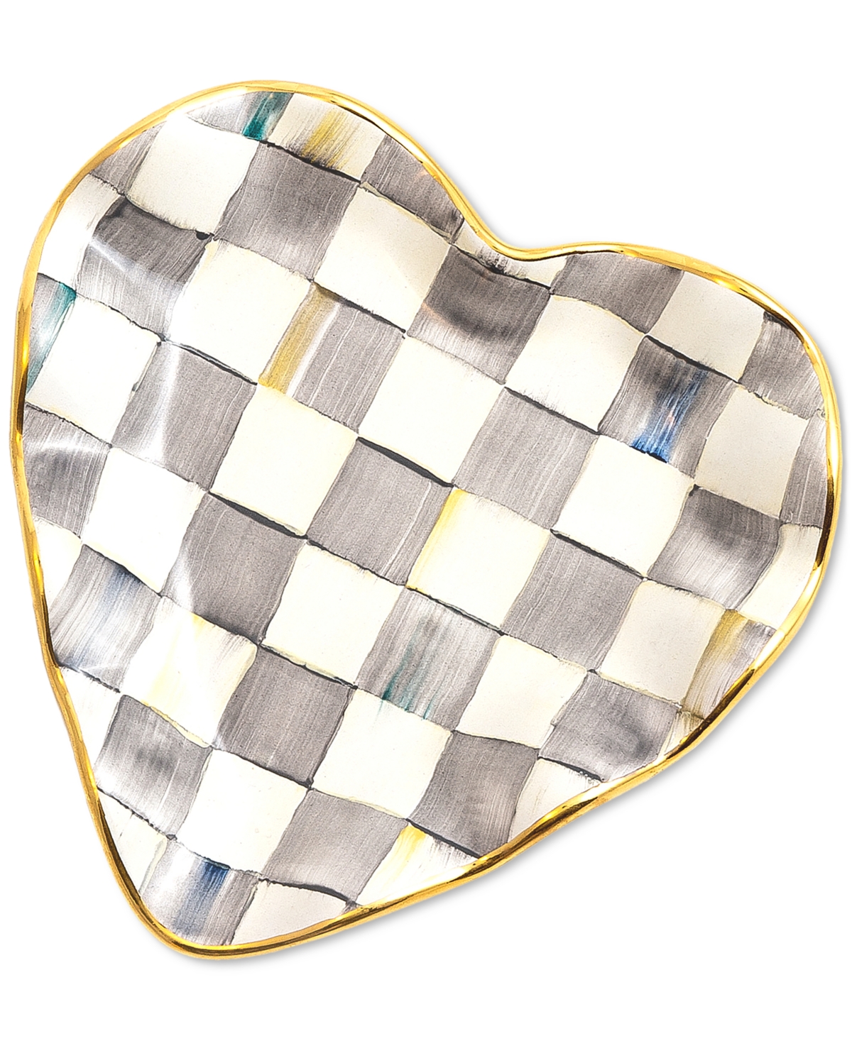 MACKENZIE-CHILDS STERLING CHECK FLUTED HEART PLATE 
