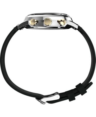 Men's Analog Black Leather Strap Watch, 40mm