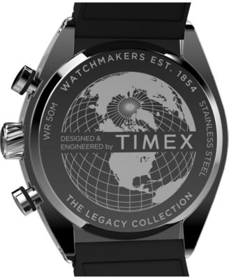 Men's Analog Black Rubber Strap Watch, 42mm