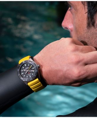 Men's Analog Yellow Rubber Strap Watch, 41mm