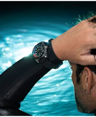 Men's Analog Black Rubber Strap Watch, 41mm