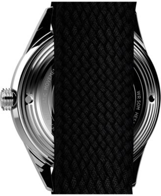 Men's Mechanical Automatic Black Nylon Strap Watch, 38mm