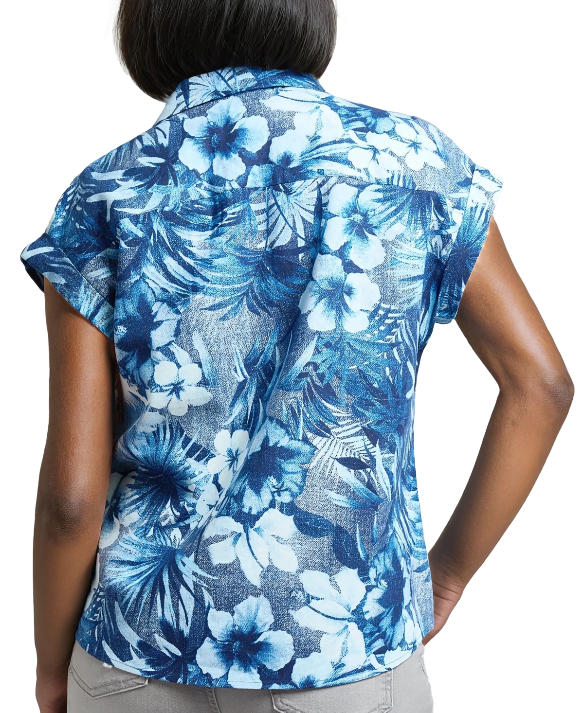 Jones New York Button Detail Linen-blend Blouse